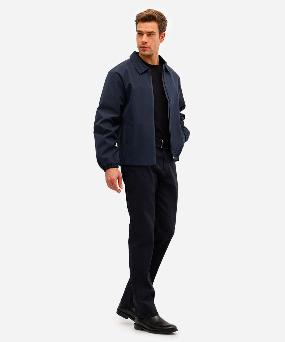 calça reta jeans masculina básica preta