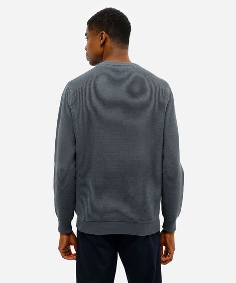 suéter masculino de tricot canelado azul