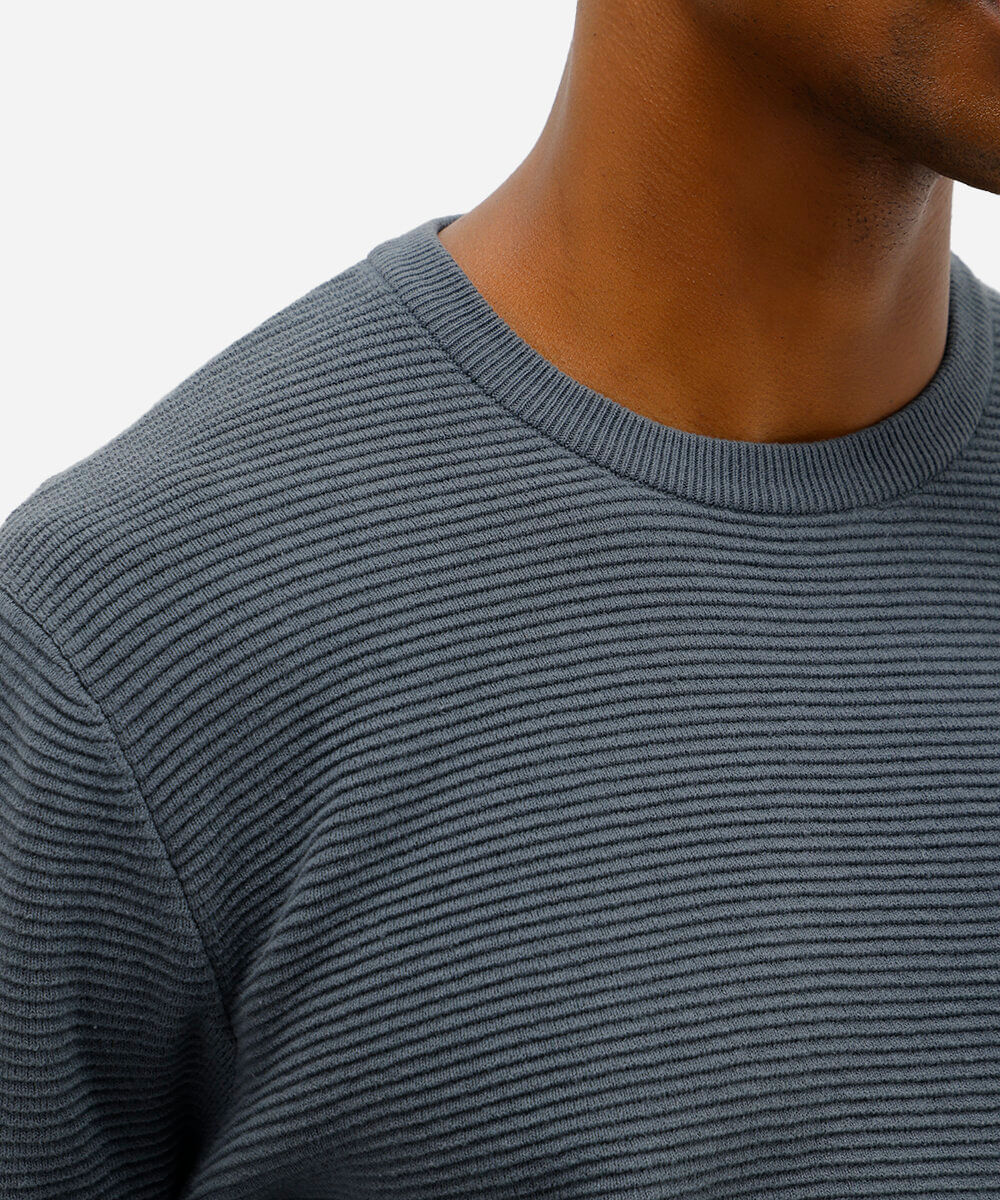 suéter masculino de tricot canelado azul