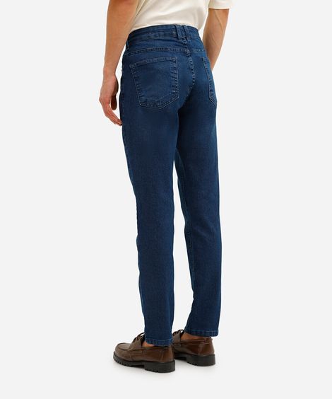 calça slim jeans com bolsos azul