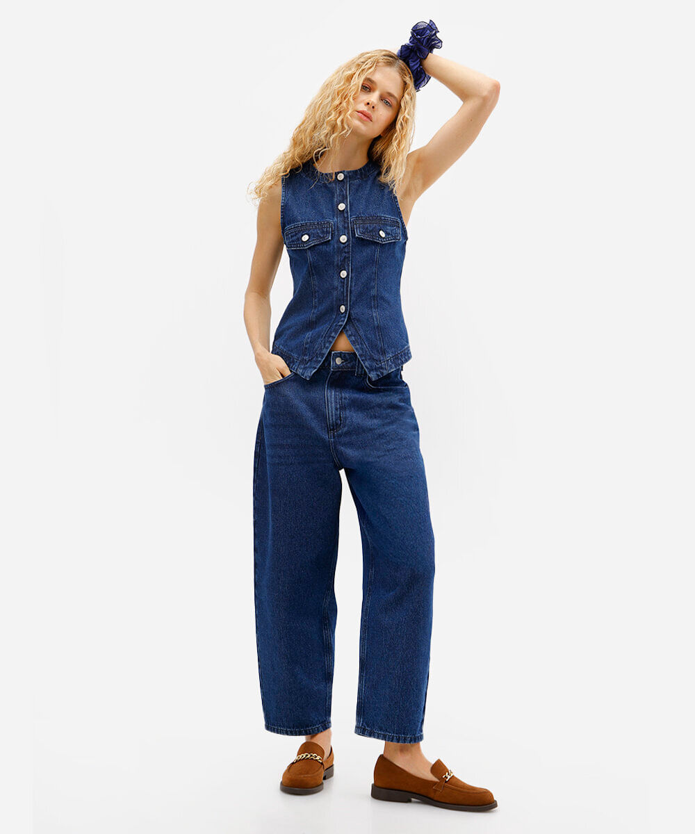 colete feminino jeans azul