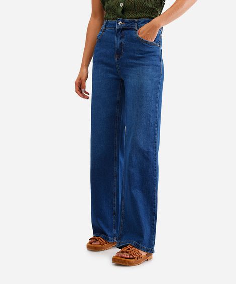 calça wide leg feminina jeans azul