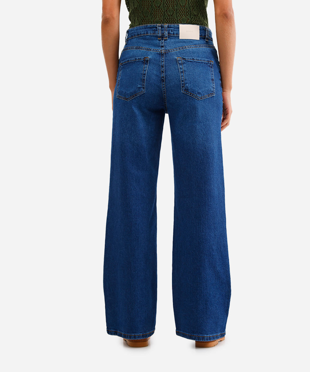 calça wide leg feminina jeans azul