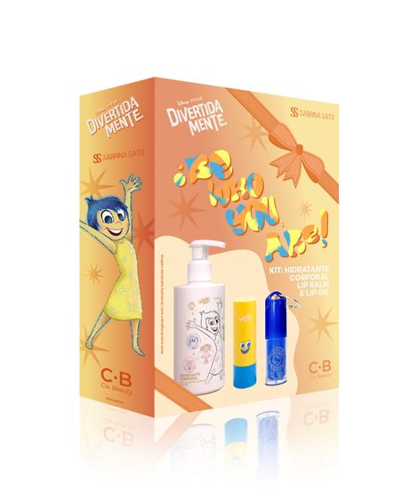 kit infantil hidratante corporal divertida mente lip balm alegria e lip oil tristeza