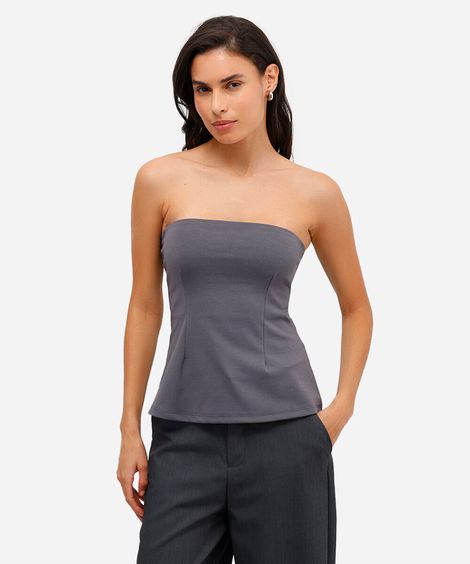 blusa sem alça feminina com viscose cinza