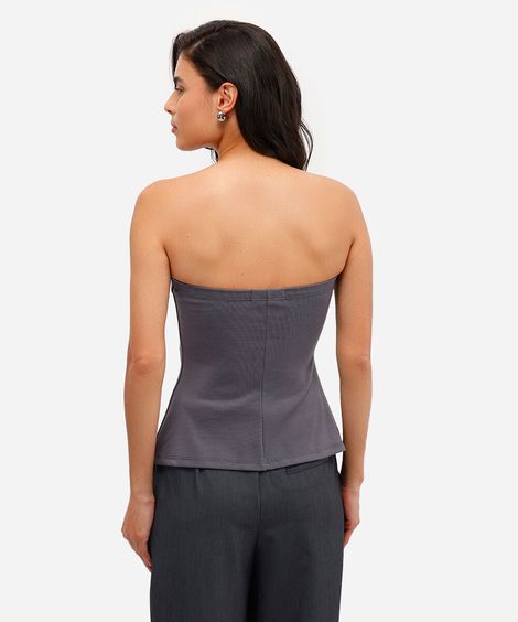 blusa sem alça feminina com viscose cinza