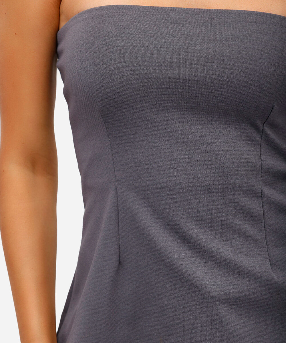 blusa sem alça feminina com viscose cinza