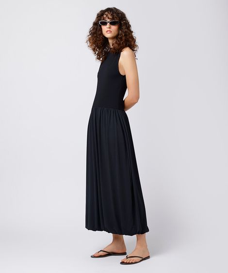 vestido midi balonê feminino mindset preto