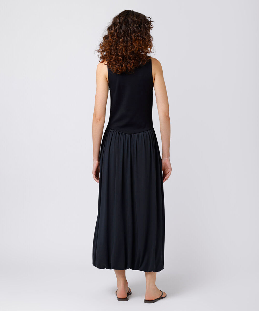 vestido midi balonê feminino mindset preto