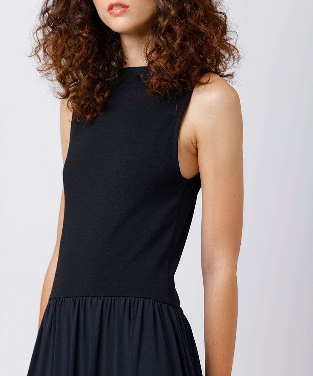 vestido midi balonê feminino mindset preto