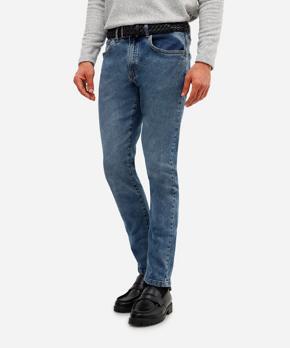 calça slim masculina jeans azul