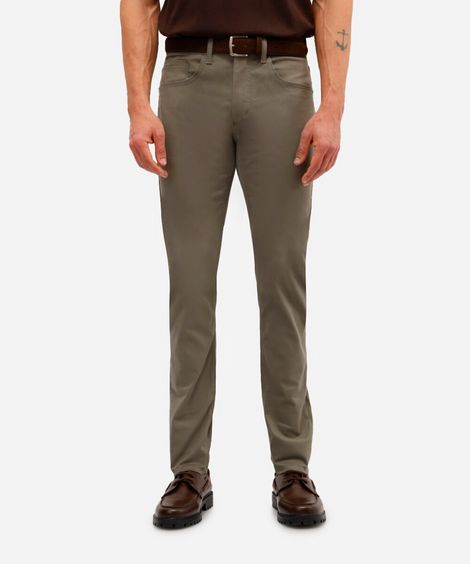 calça slim comfort masculina de sarja cinza