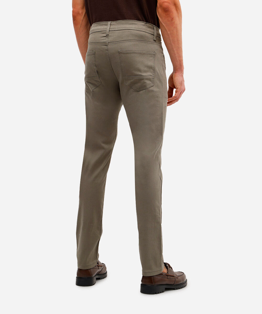 calça slim comfort masculina de sarja cinza