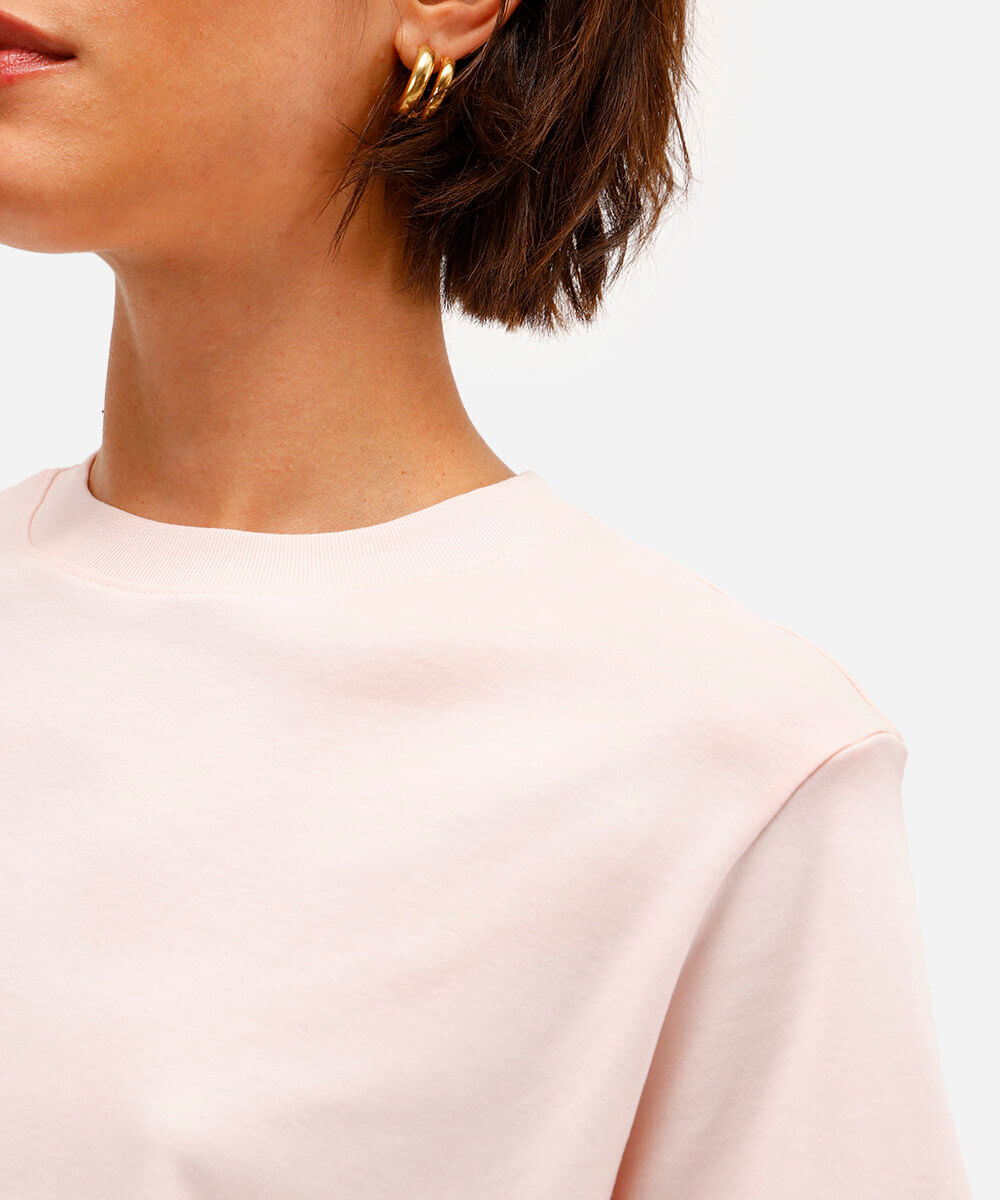 camiseta comfort feminina de algodão peruano interlock rosa