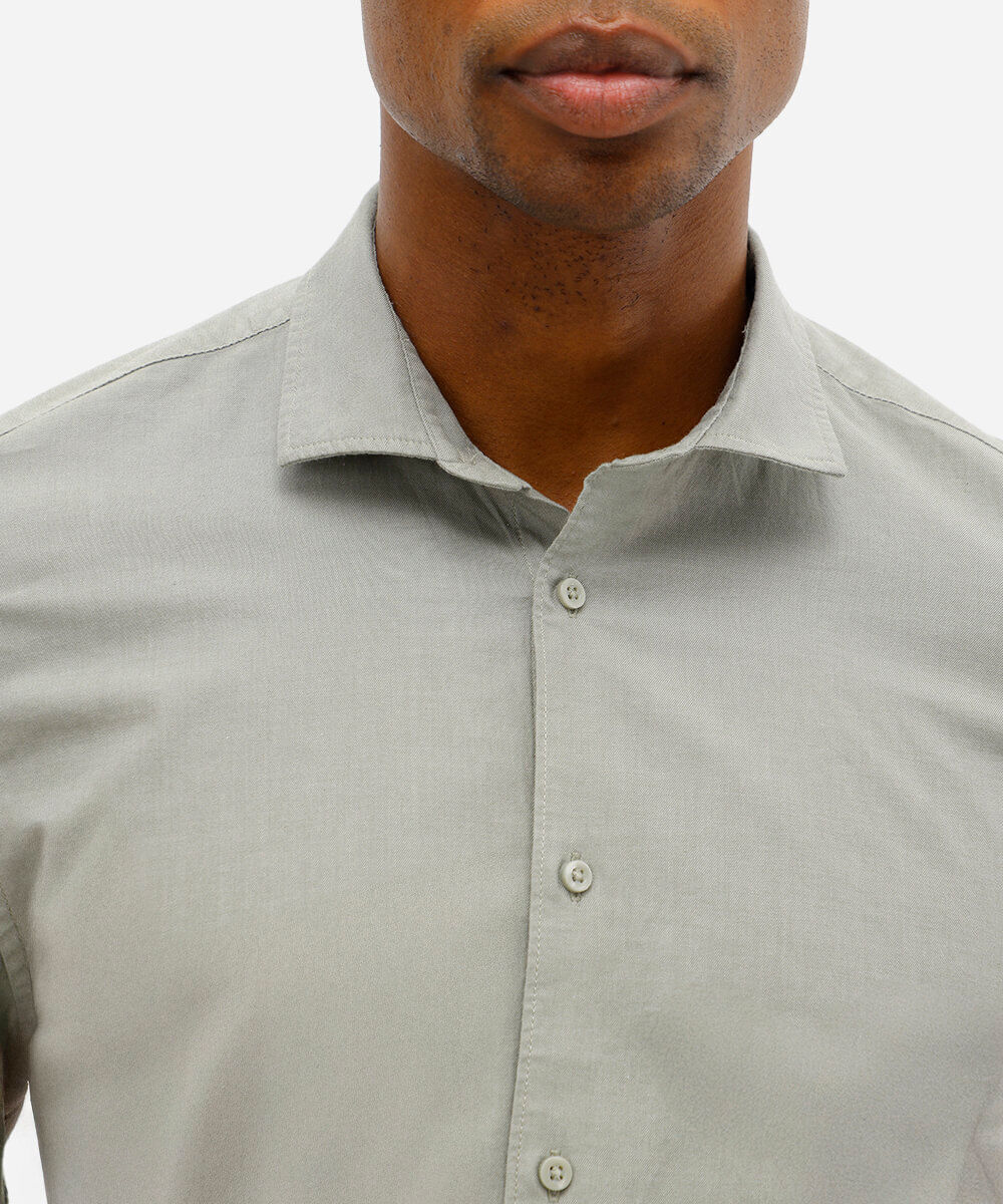 camisa slim fit masculina de algodão verde