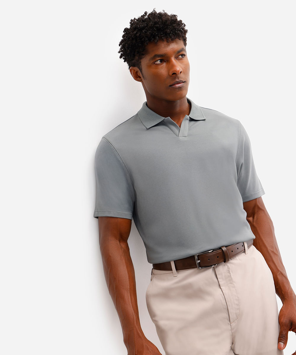 polo comfort masculina de viscose verde