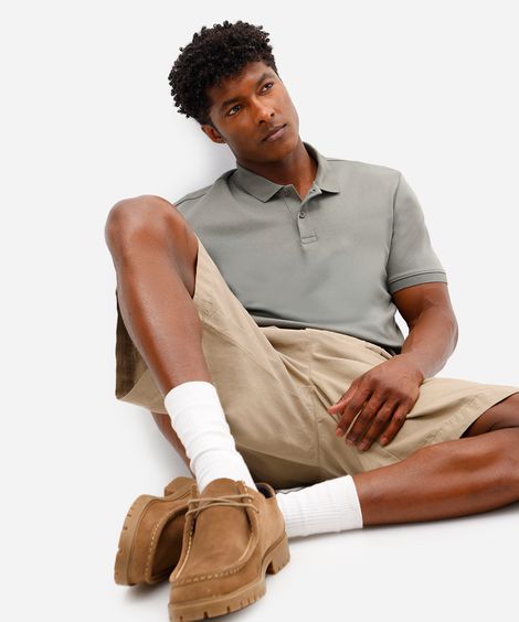 polo masculina de algodão peruano manga curta verde