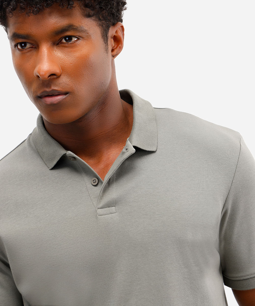 polo masculina de algodão peruano manga curta verde