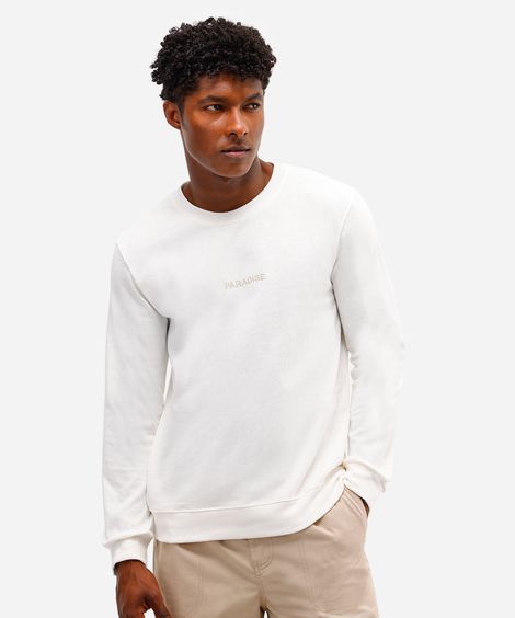 camiseta masculina de algodão bordado paradise off white
