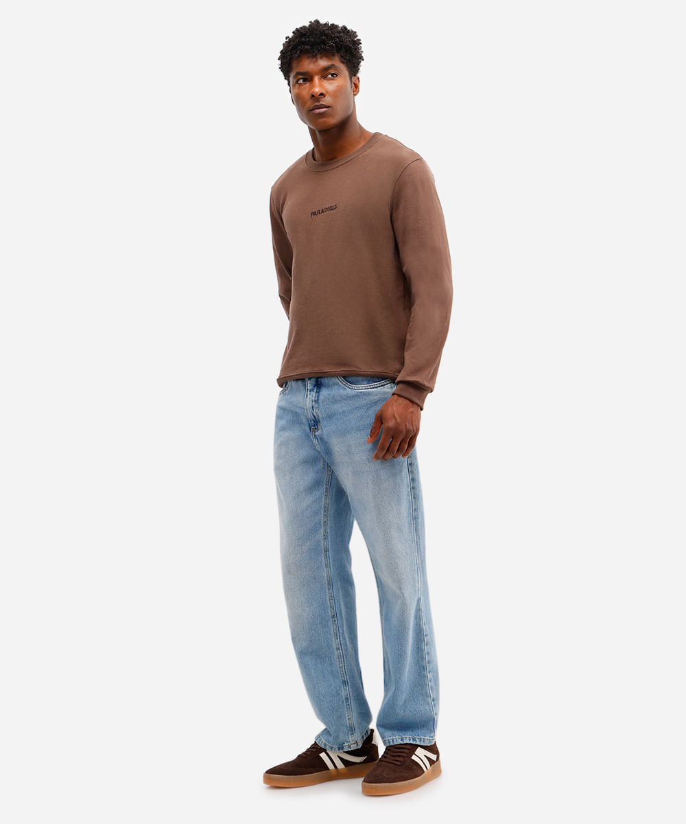 camiseta masculina de algodão bordado paradise marrom