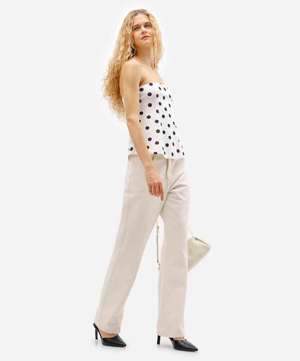 blusa sem alça feminina poá - off white