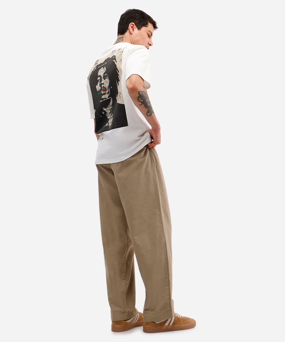 camiseta masculina manga curta bob marley off white