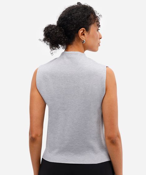 regata feminina de tricot gola alta preta cinza