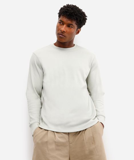 camiseta masculina de algodão peruano básica gola redonda verde