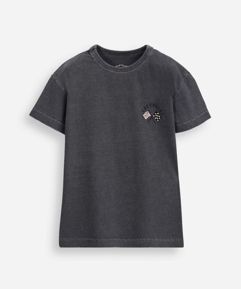 camiseta infantil de algodão chevrolet estonada cinza