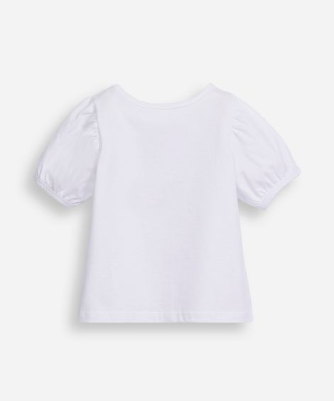 blusa infantil de algodão manga bufante com laços off white