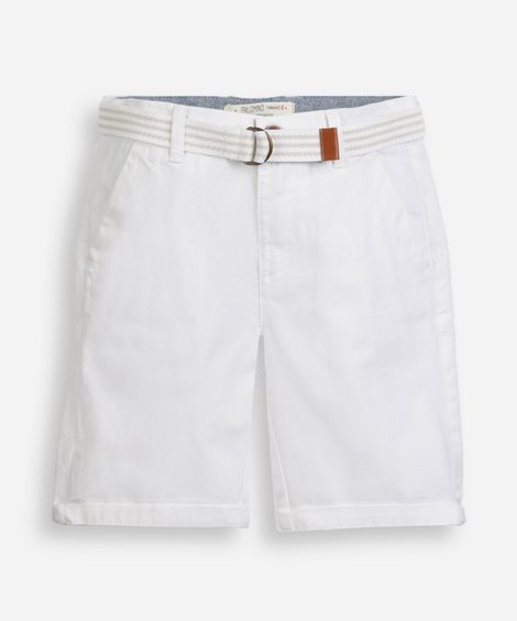 bermuda de sarja infantil com cinto off white