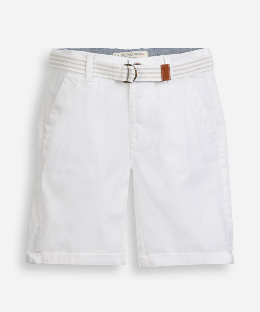 bermuda de sarja infantil com cinto off white