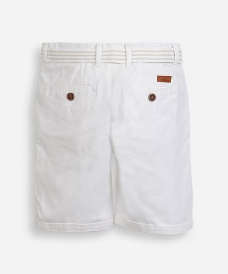 bermuda de sarja infantil com cinto off white