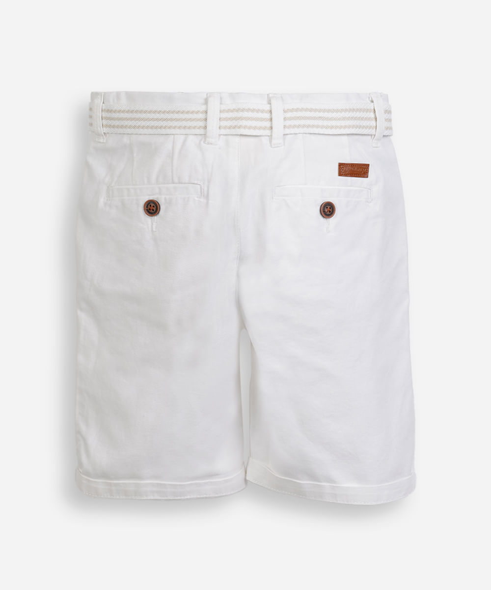 bermuda de sarja infantil com cinto off white