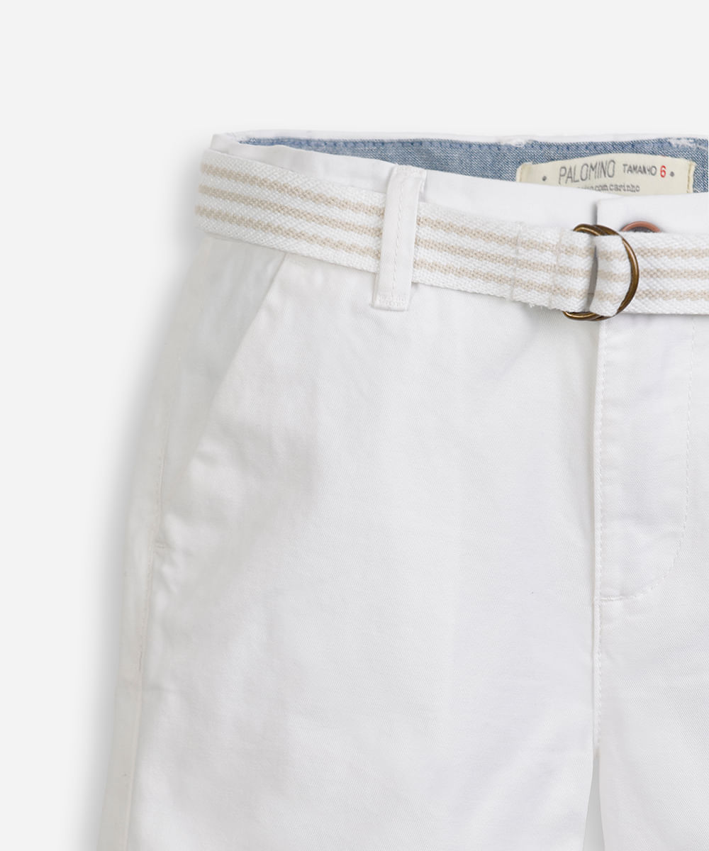 bermuda de sarja infantil com cinto off white