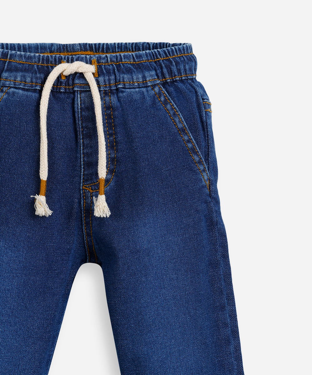 calça infantil moletom jeans azul