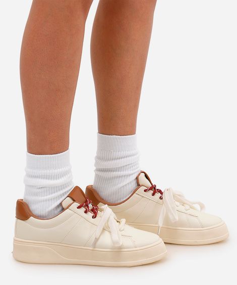 tênis plataforma cadarço duplo oneself branco