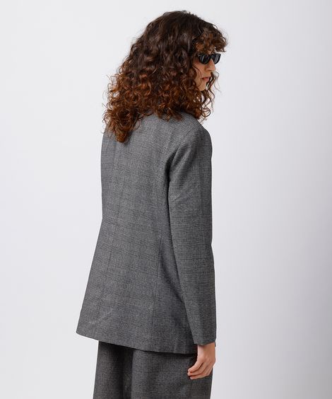 blazer feminino de alfaiataria oversized xadrez mindset cinza