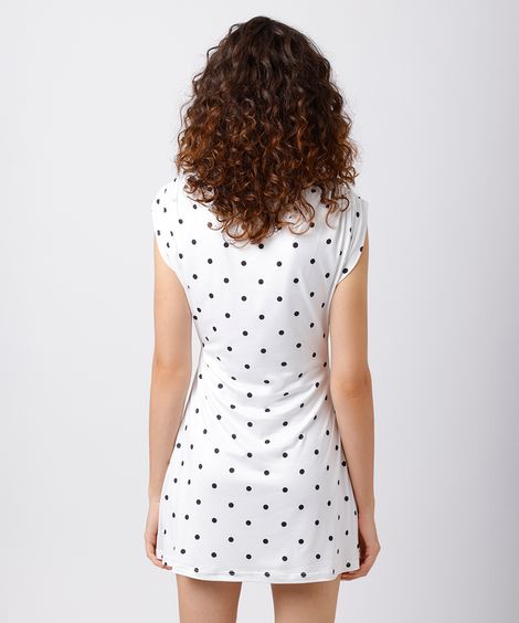 vestido curto feminino com pregas e transpasse mindset off white