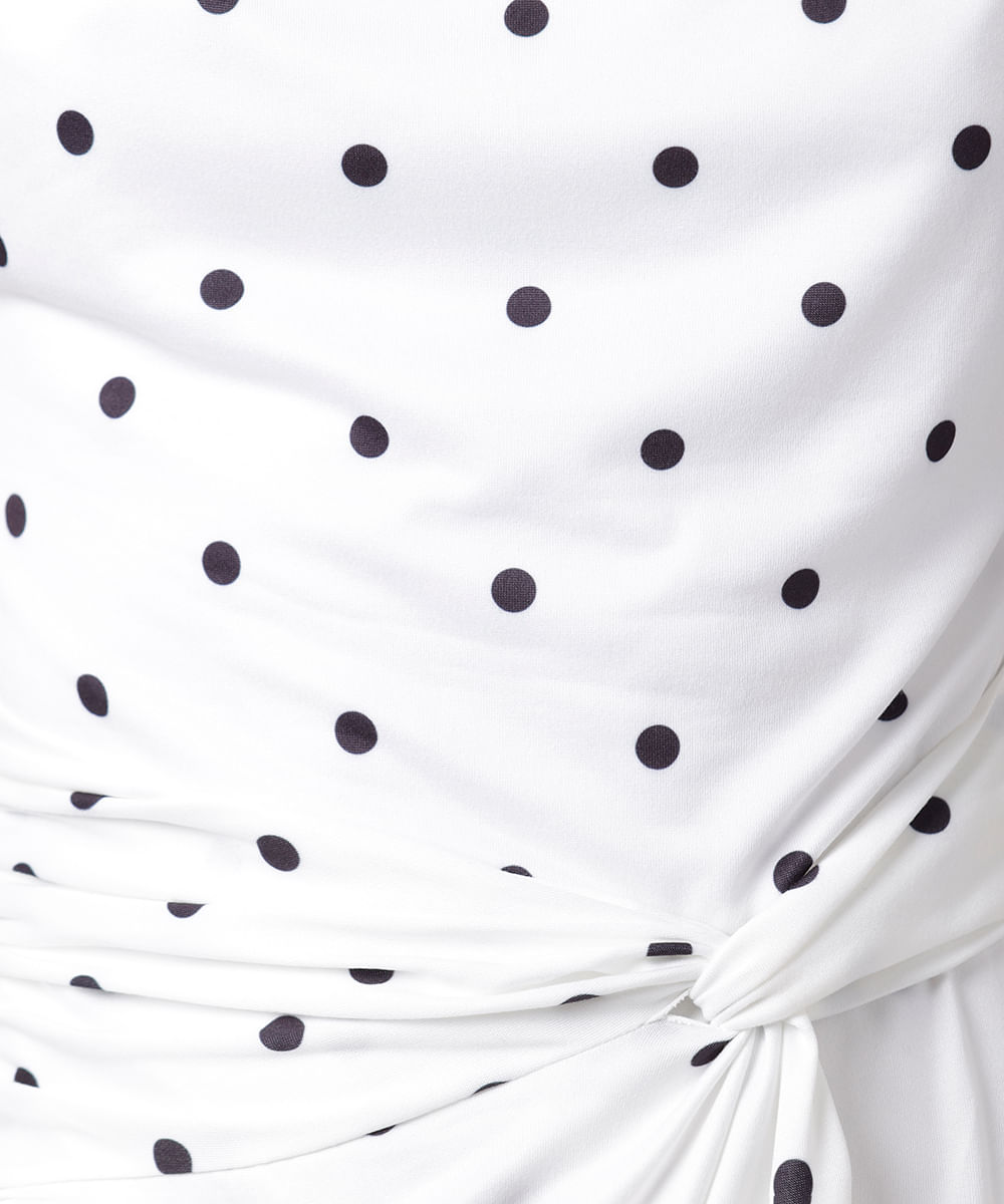 vestido curto feminino com pregas e transpasse mindset off white