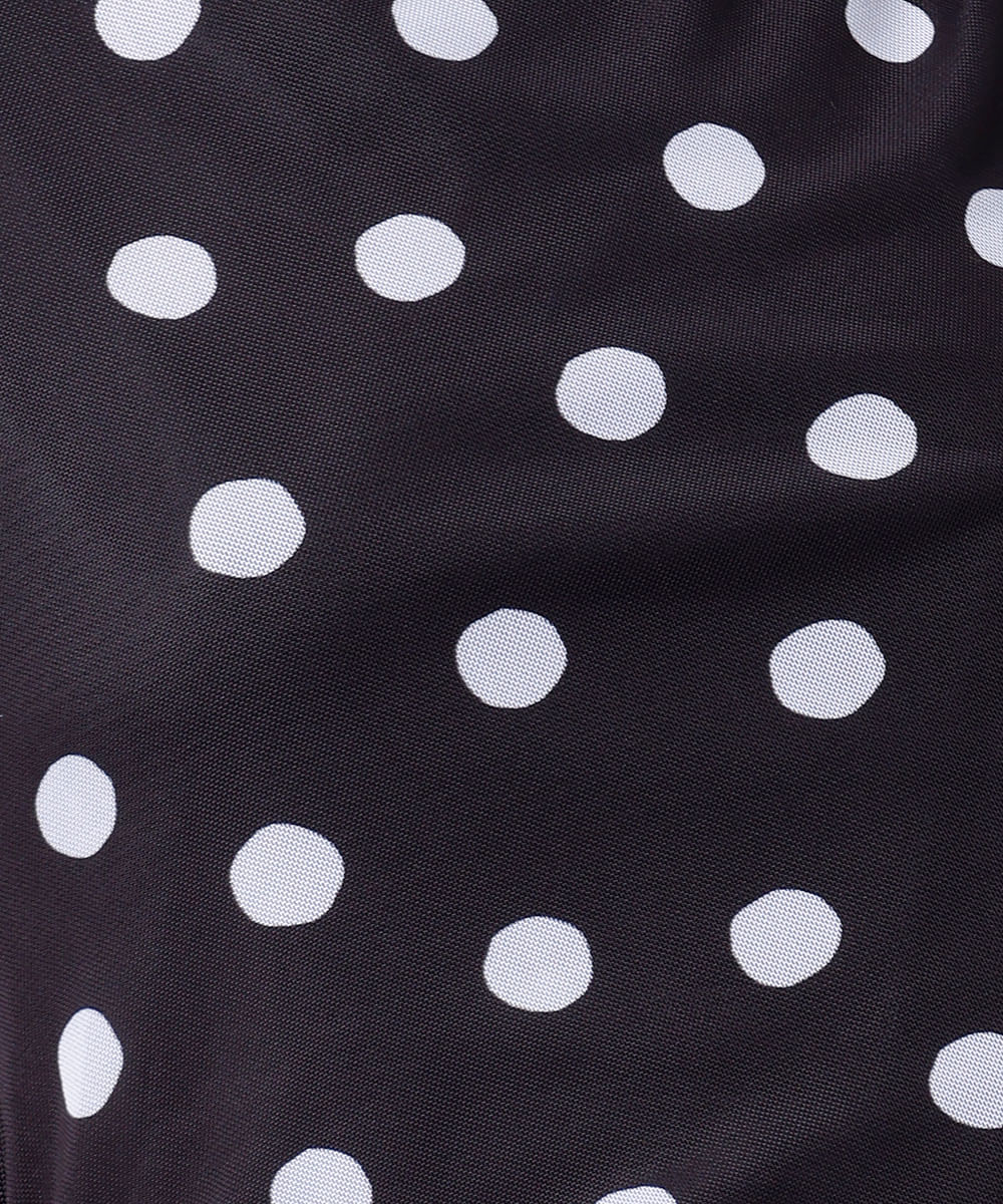 vestido midi feminino de tule franzido poá mindset preto