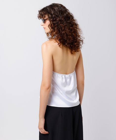 blusa frente única feminina acetinada mindset off white