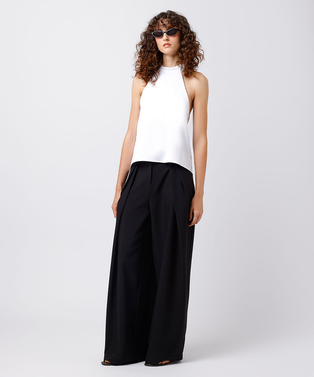 blusa frente única feminina acetinada mindset off white