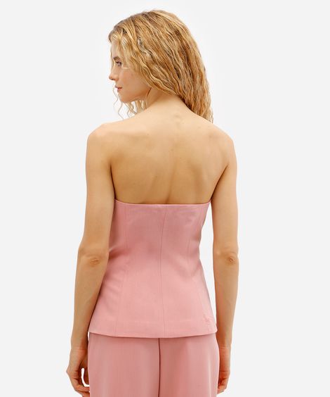blusa corset feminina sem alça rosa