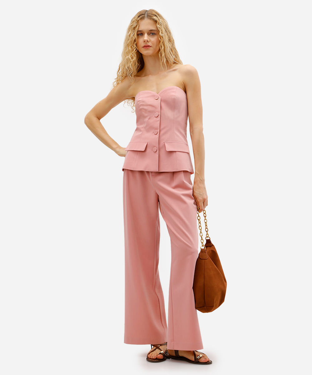 blusa corset feminina sem alça rosa