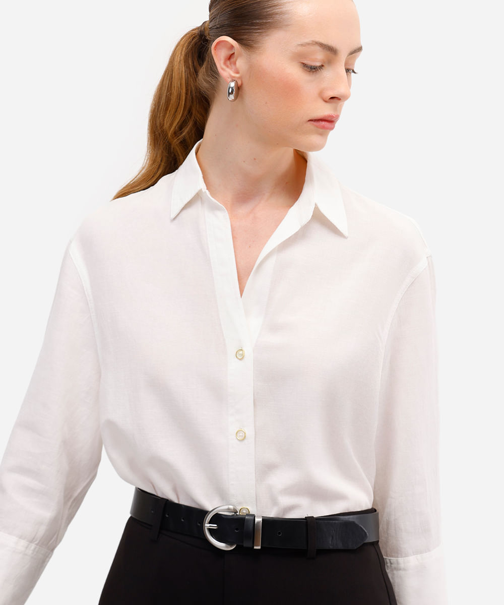 camisa feminina com linho off white