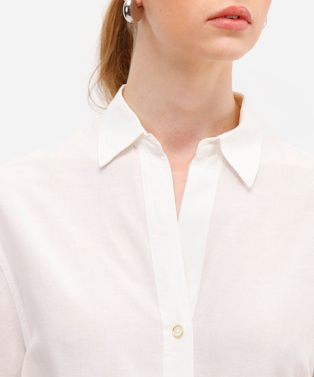 camisa feminina com linho off white