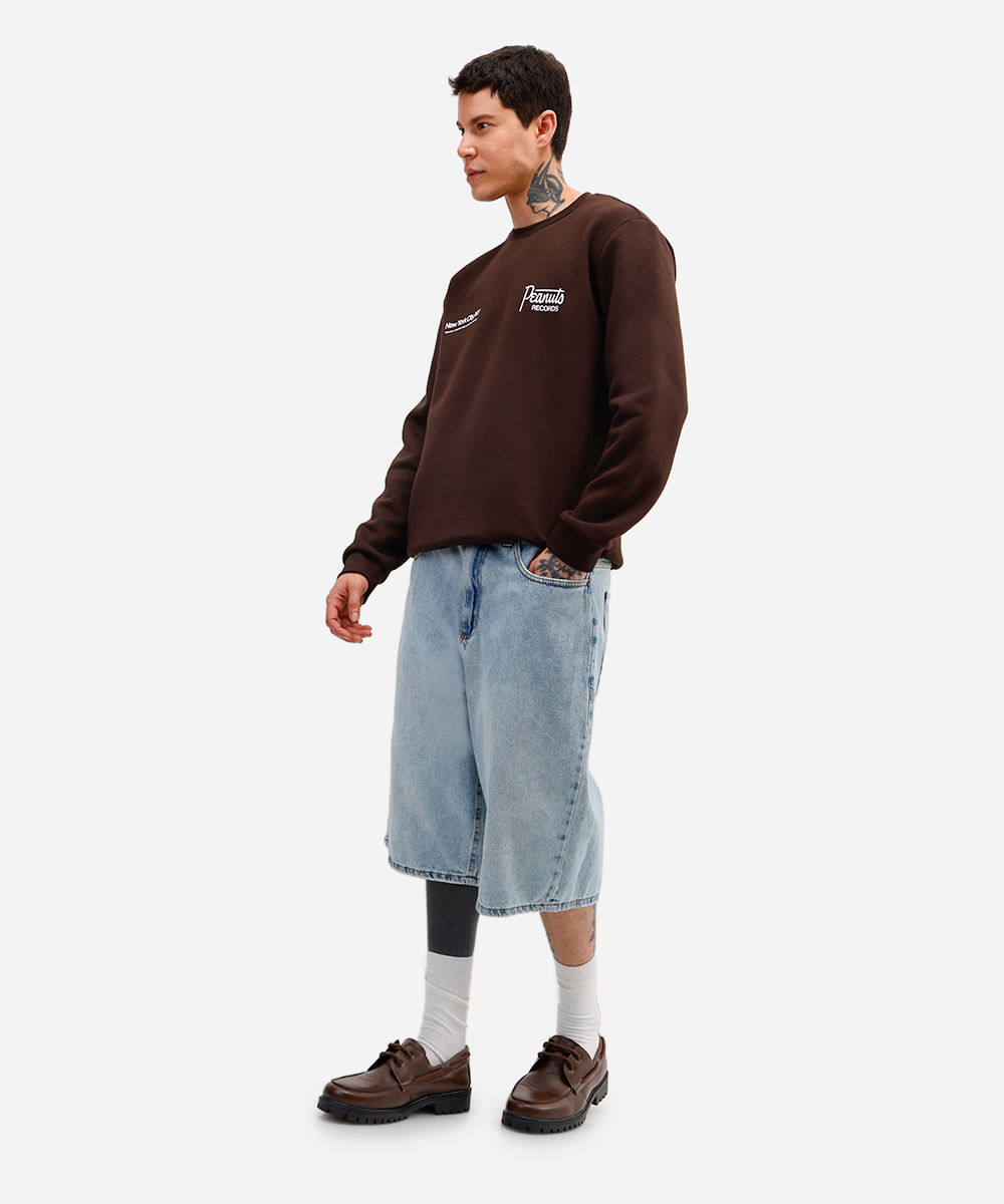 blusão masculino de moletom felpado snoopy marrom
