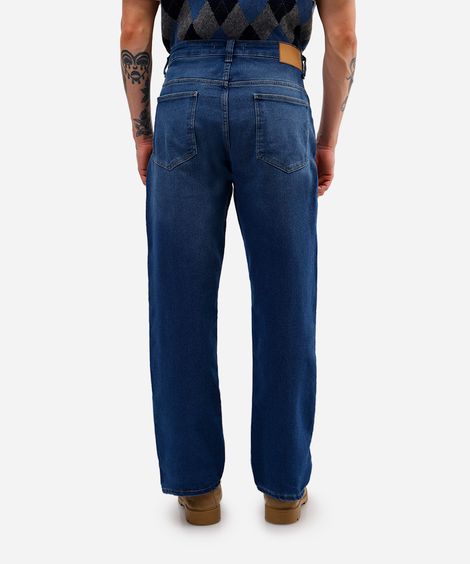 calça comfort reta masculina jeans azul
