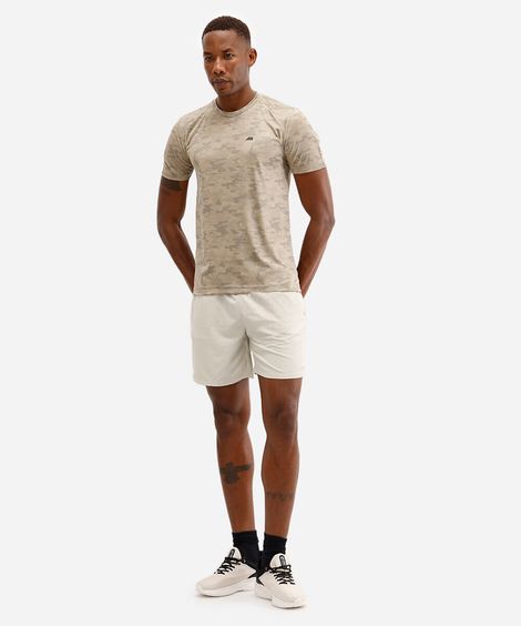short reto com cós duplo esportivo bege